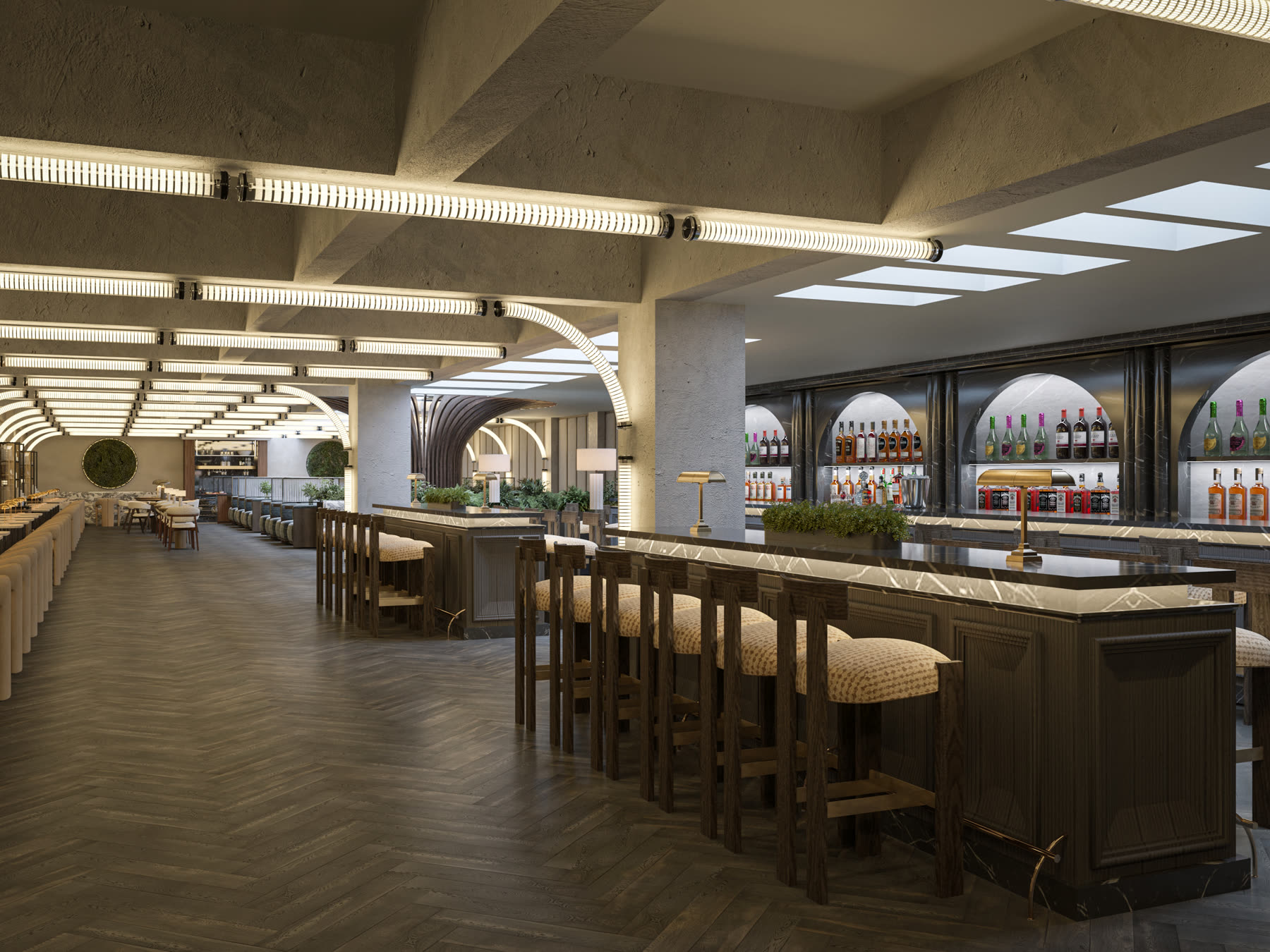 200 Baker Street basement restaurant CGI, the bar