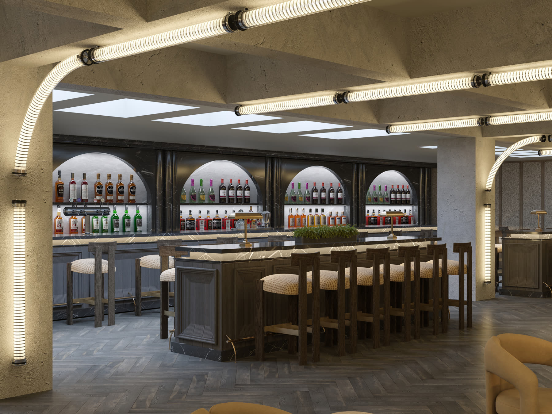 200 Baker Street basement, second angle of the lounge area