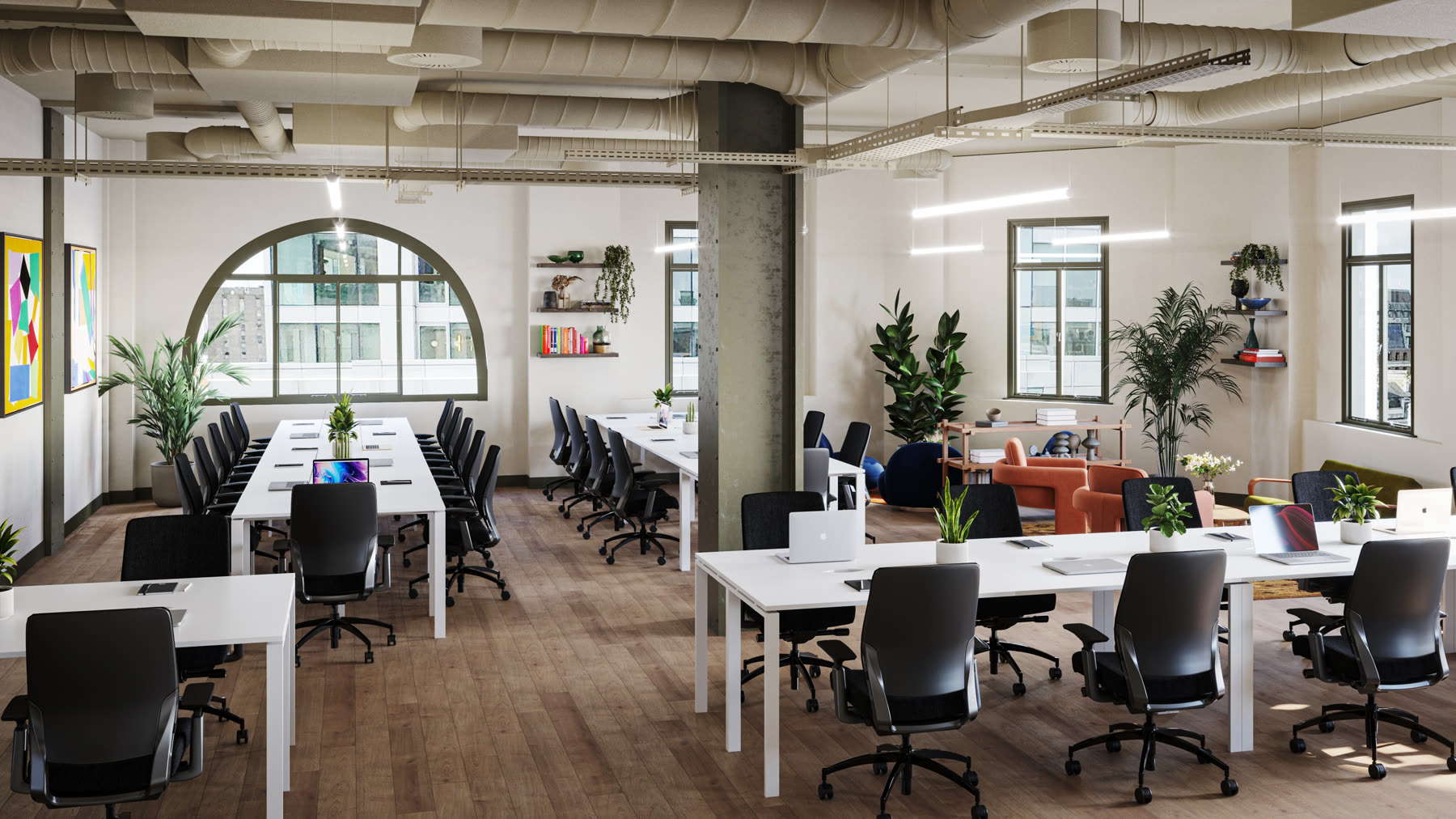 88 Kingsway fifth floor, large open-plan office CGI