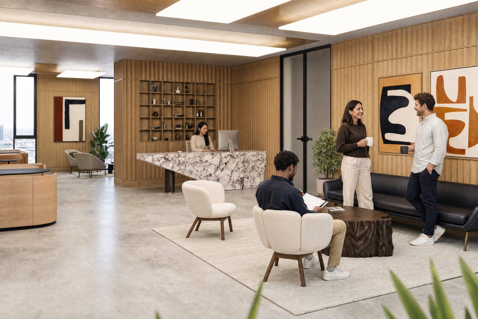 Edge Liverpool Street lifestyle CGI, reception in use