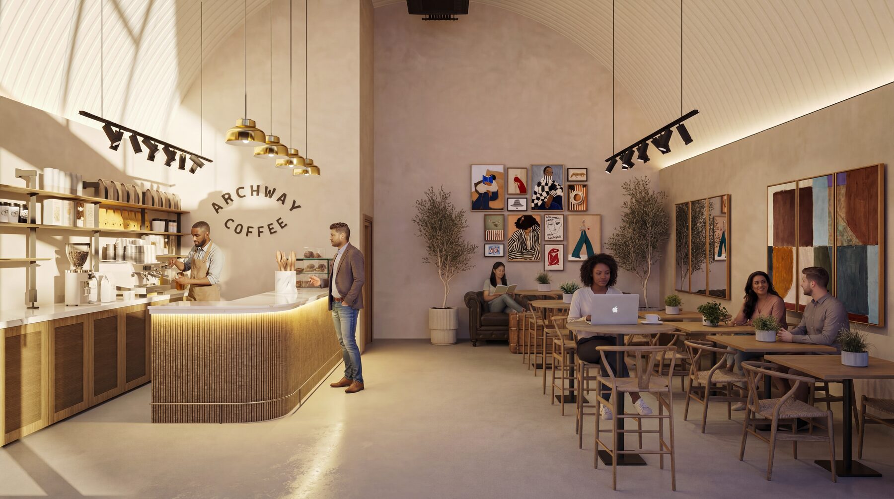 Archway Coffee populated with customers