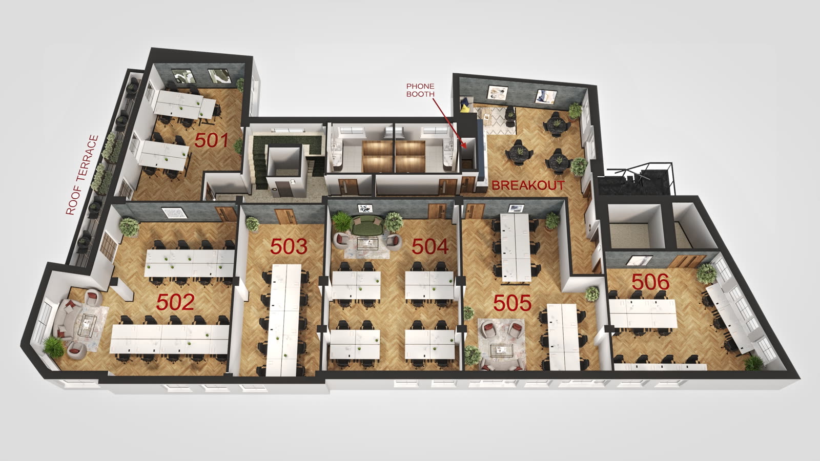 3D floor plan, Caxton Street 5th floor